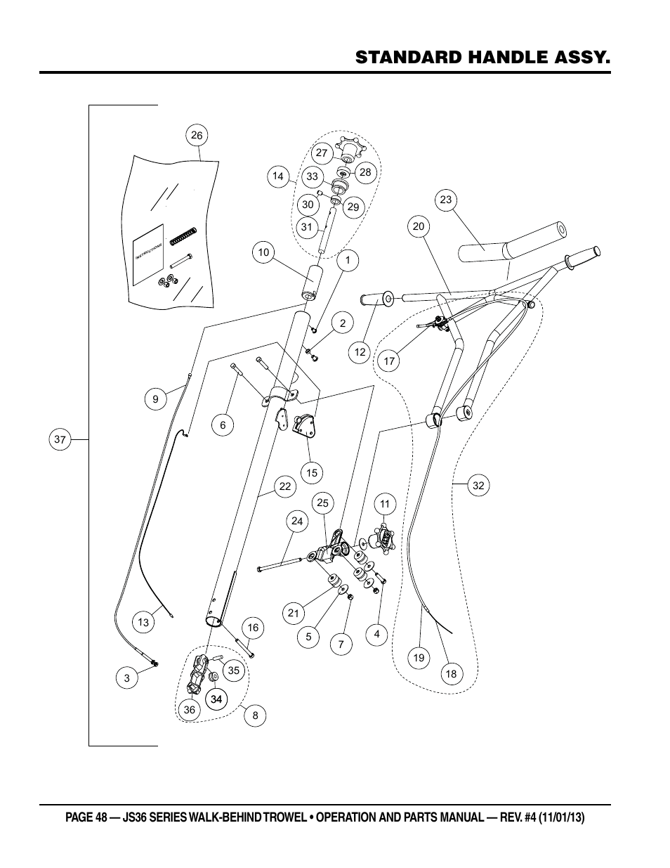 Standard handle assy | Multiquip JS36LE User Manual | Page 48 / 66