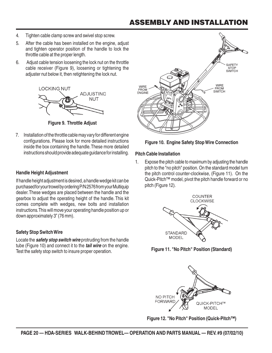 Assembly and installation | Multiquip HDA-SERIES User Manual | Page 20 / 138