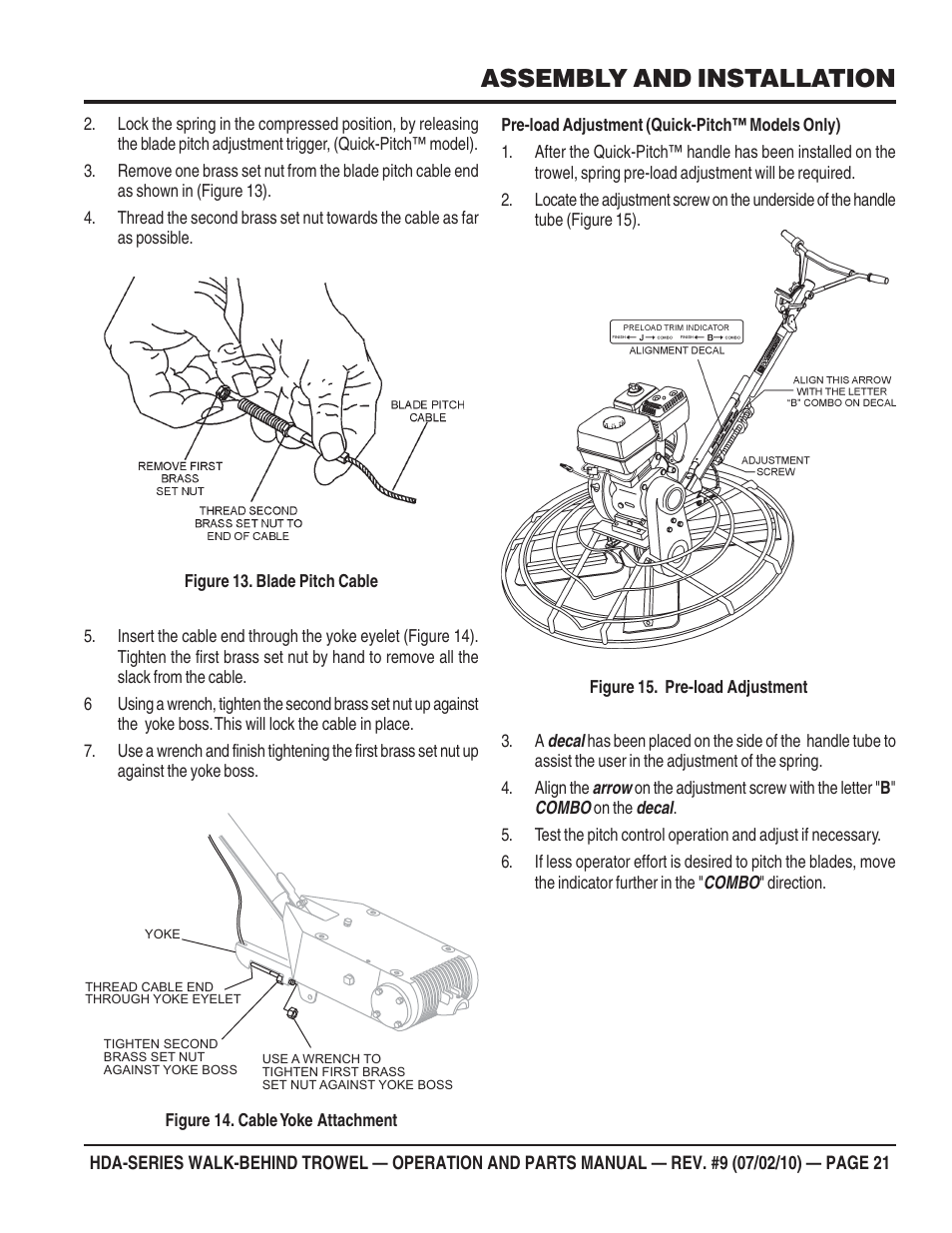 Assembly and installation | Multiquip HDA-SERIES User Manual | Page 21 / 138