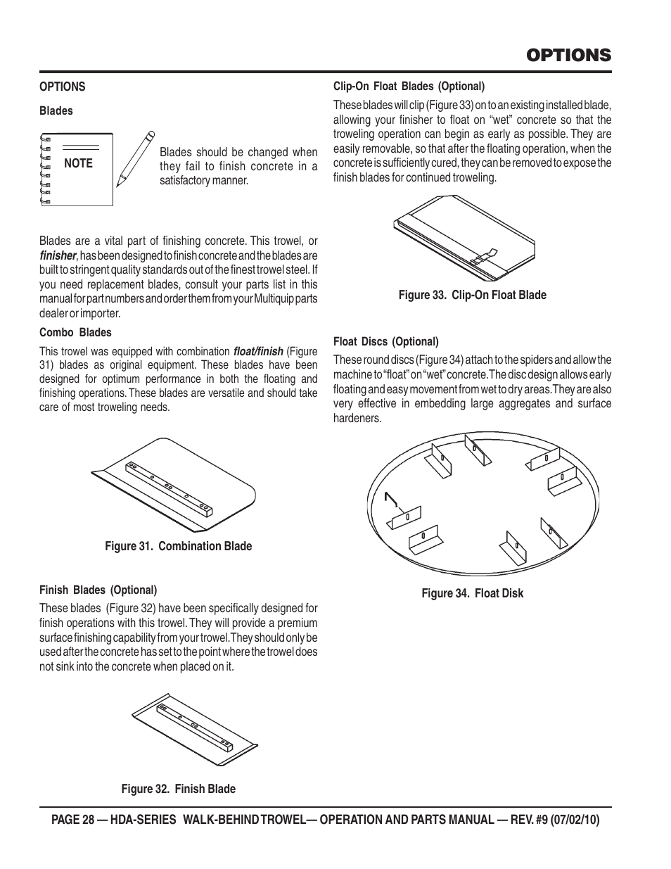 Options | Multiquip HDA-SERIES User Manual | Page 28 / 138