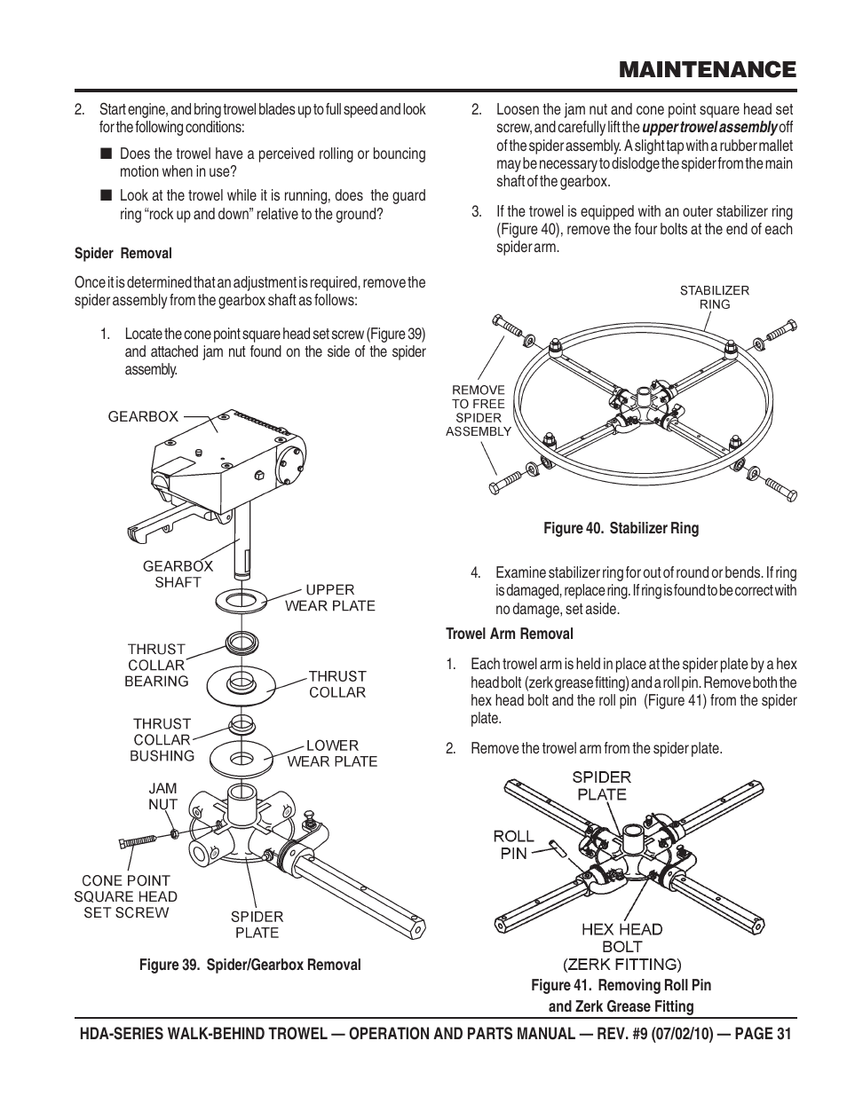 Maintenance | Multiquip HDA-SERIES User Manual | Page 31 / 138