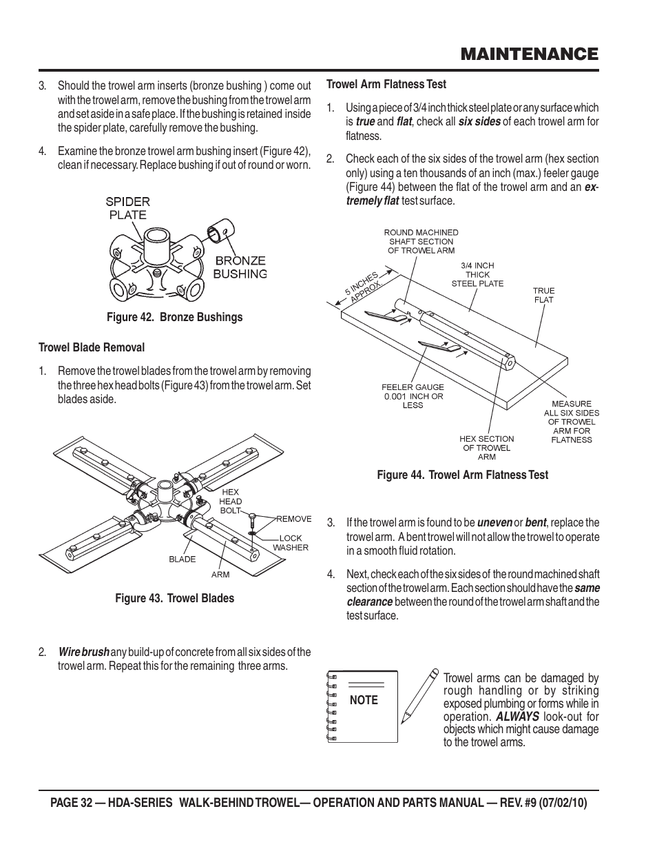 Maintenance | Multiquip HDA-SERIES User Manual | Page 32 / 138