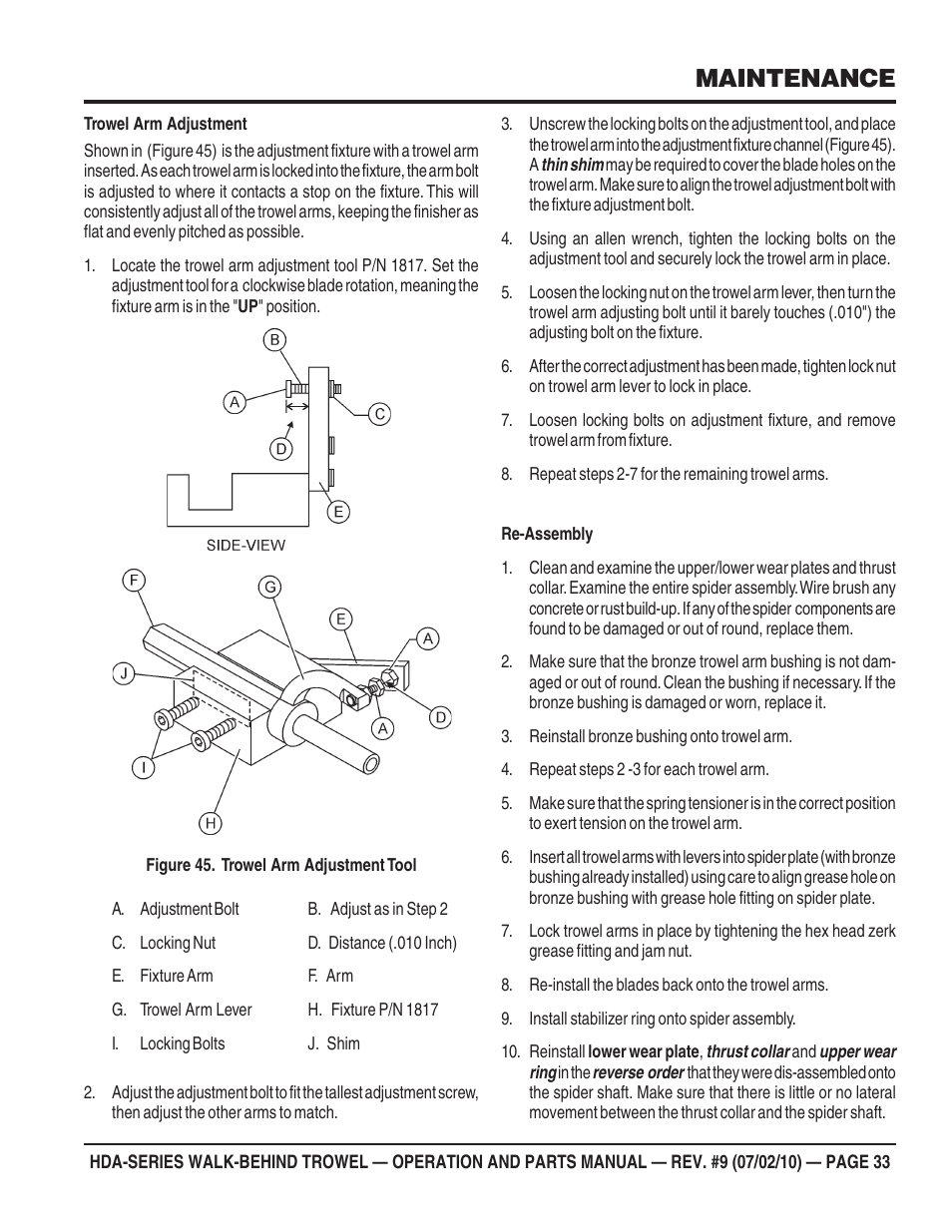 Maintenance | Multiquip HDA-SERIES User Manual | Page 33 / 138