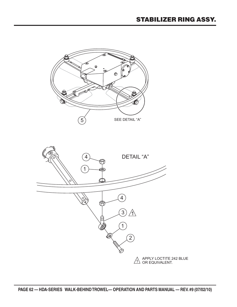 Stabilizer ring assy | Multiquip HDA-SERIES User Manual | Page 62 / 138