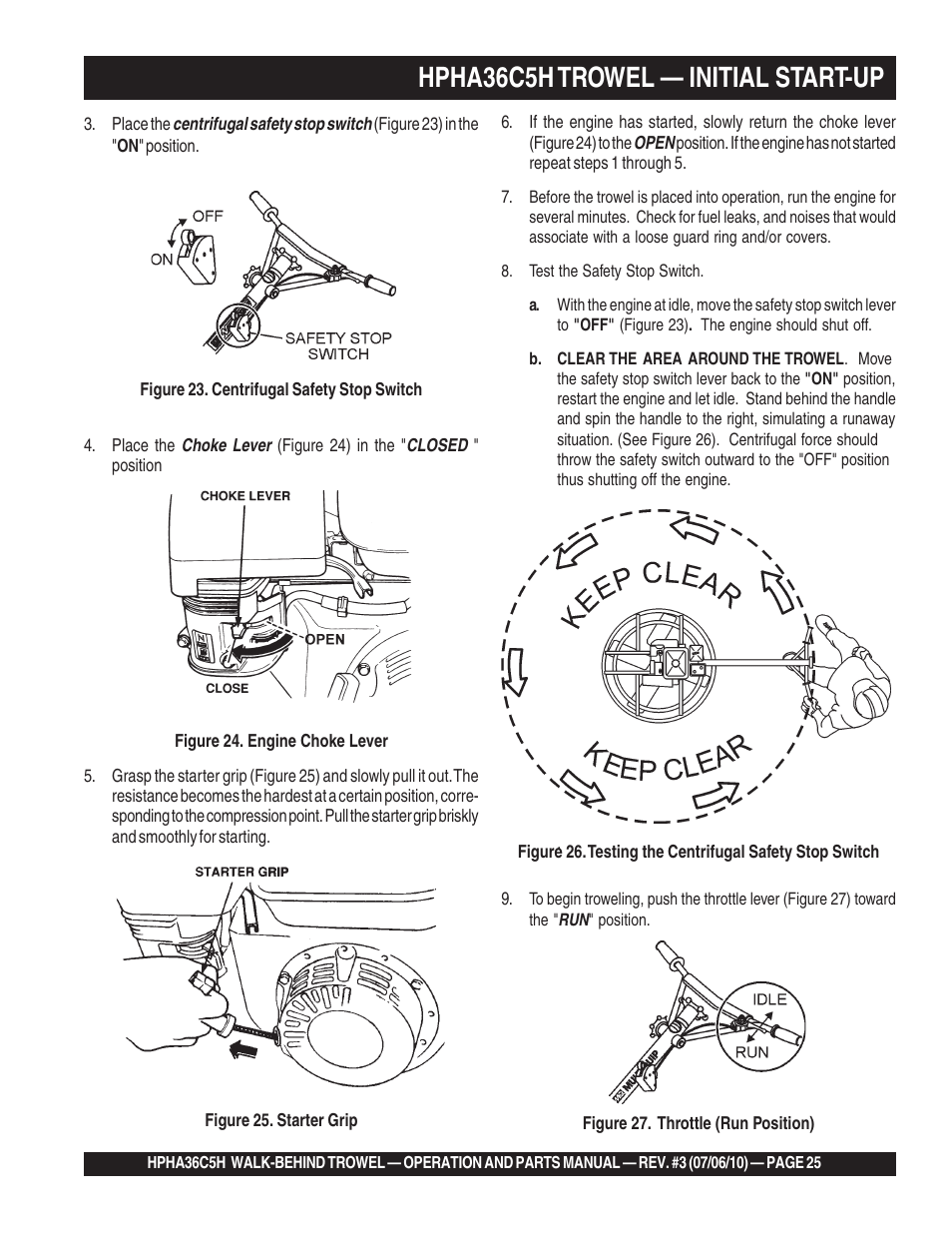 Hpha36c5h trowel — initial start-up | Multiquip HPHA36C5H User Manual | Page 25 / 94