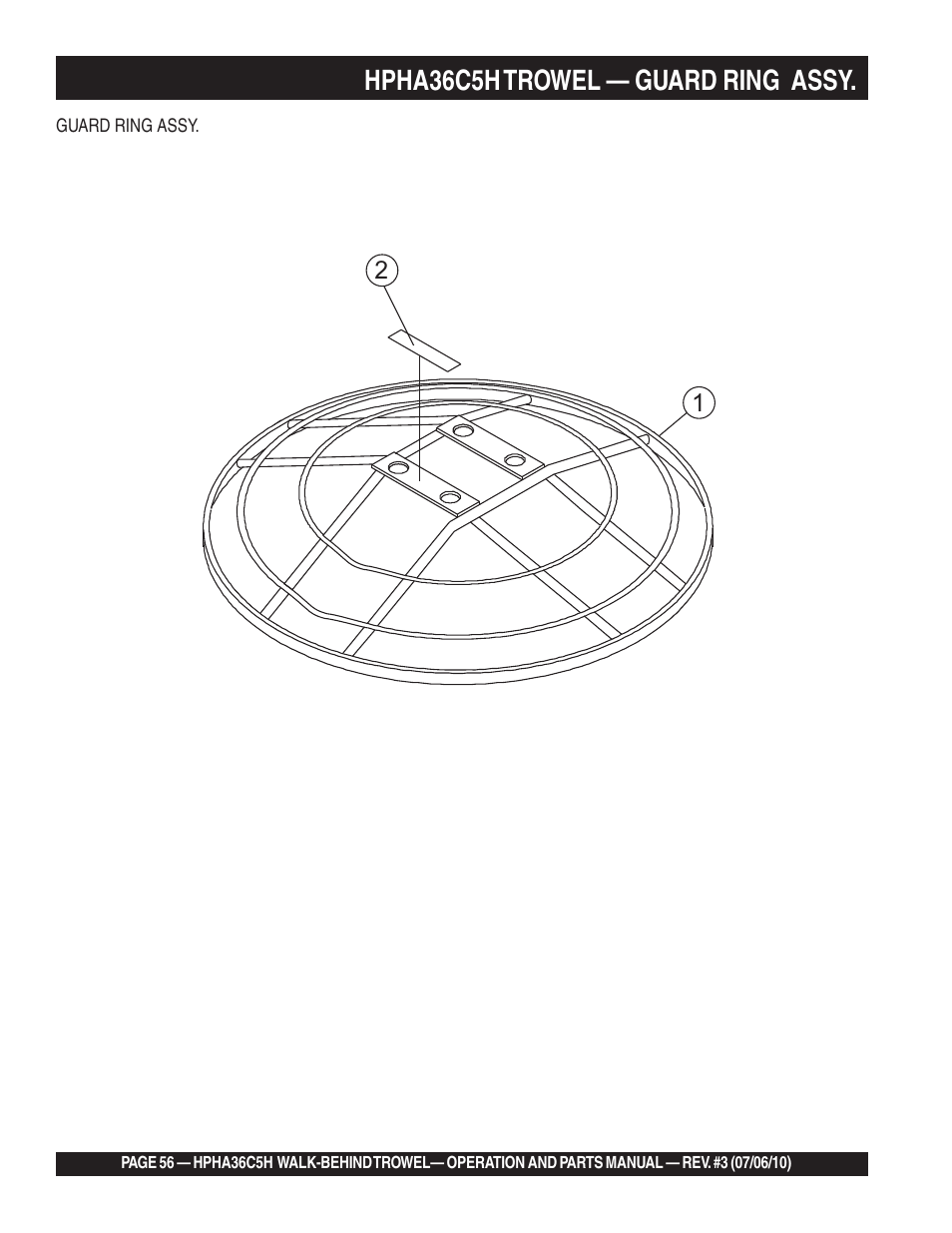 Hpha36c5h trowel — guard ring, Assy | Multiquip HPHA36C5H User Manual | Page 56 / 94