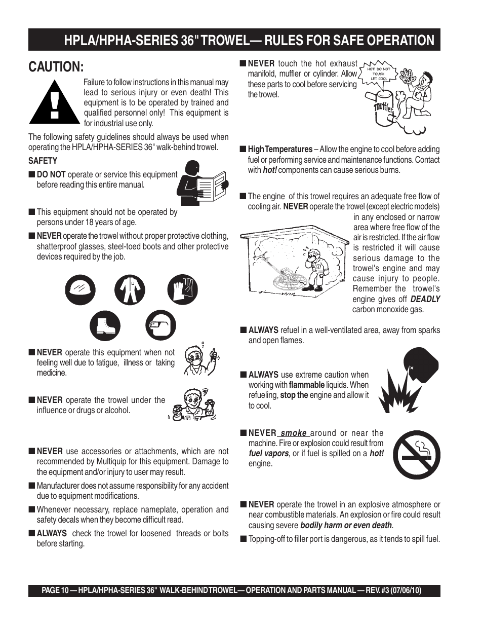 Caution | Multiquip HPHA-SERIES User Manual | Page 10 / 98