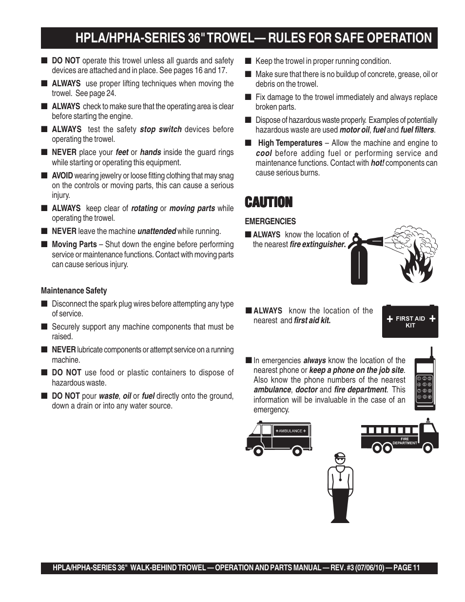 Caution | Multiquip HPHA-SERIES User Manual | Page 11 / 98
