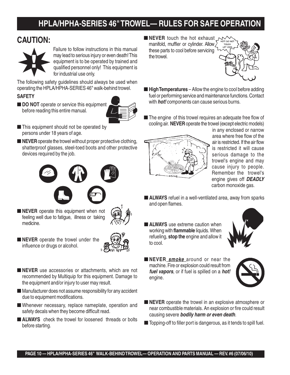 Caution | Multiquip HPHA46411H User Manual | Page 10 / 100