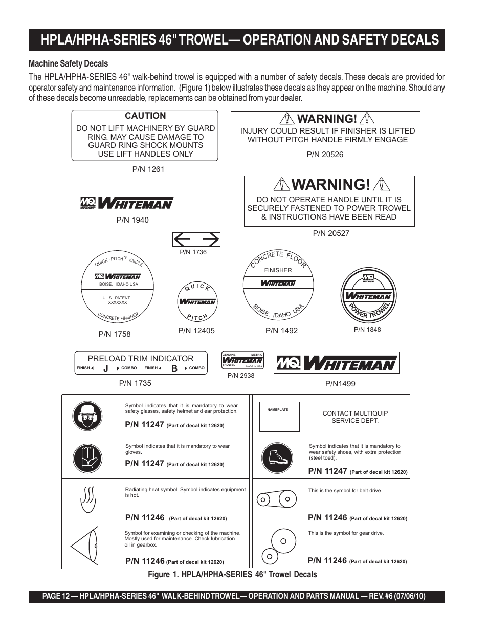 Warning, Caution | Multiquip HPHA46411H User Manual | Page 12 / 100