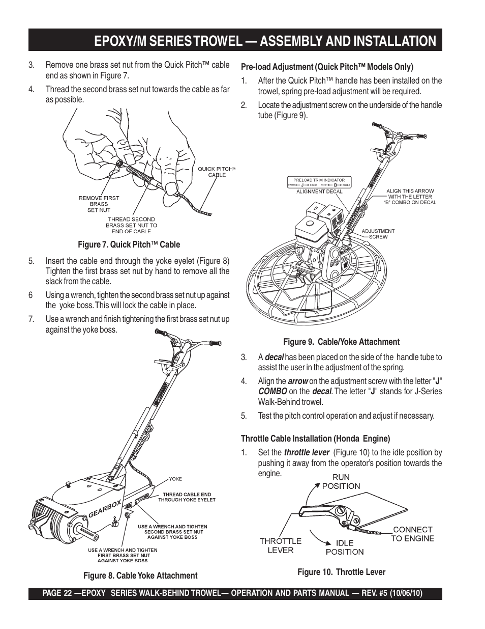 Epoxy/m series trowel — assembly and installation | Multiquip EPOXY/M SERIES User Manual | Page 22 / 106