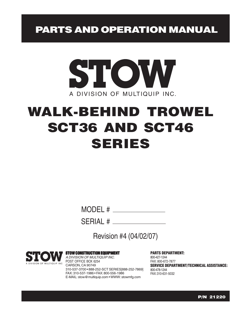 Multiquip SCT46 User Manual | 154 pages