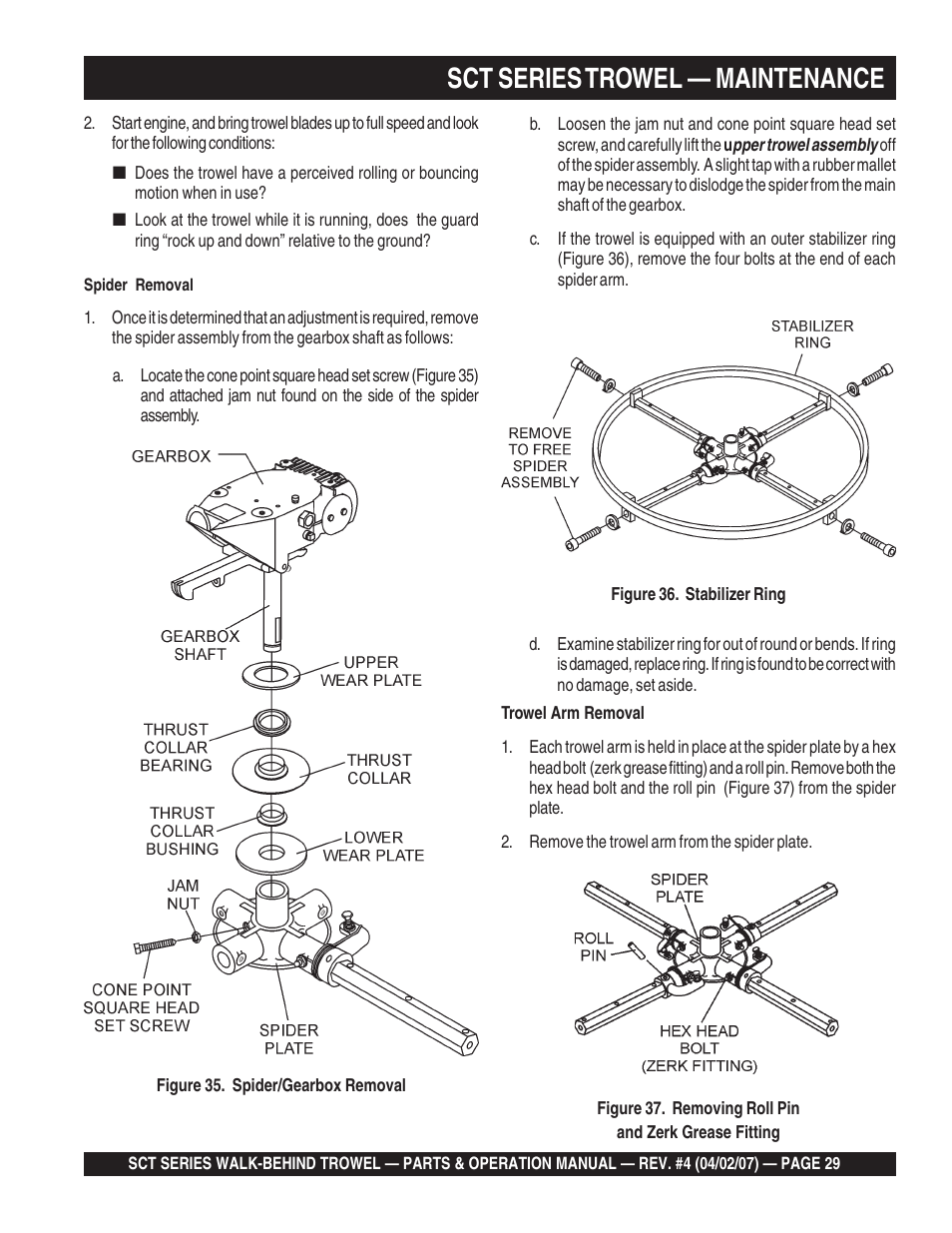 Sct series trowel — maintenance | Multiquip SCT46 User Manual | Page 29 / 154