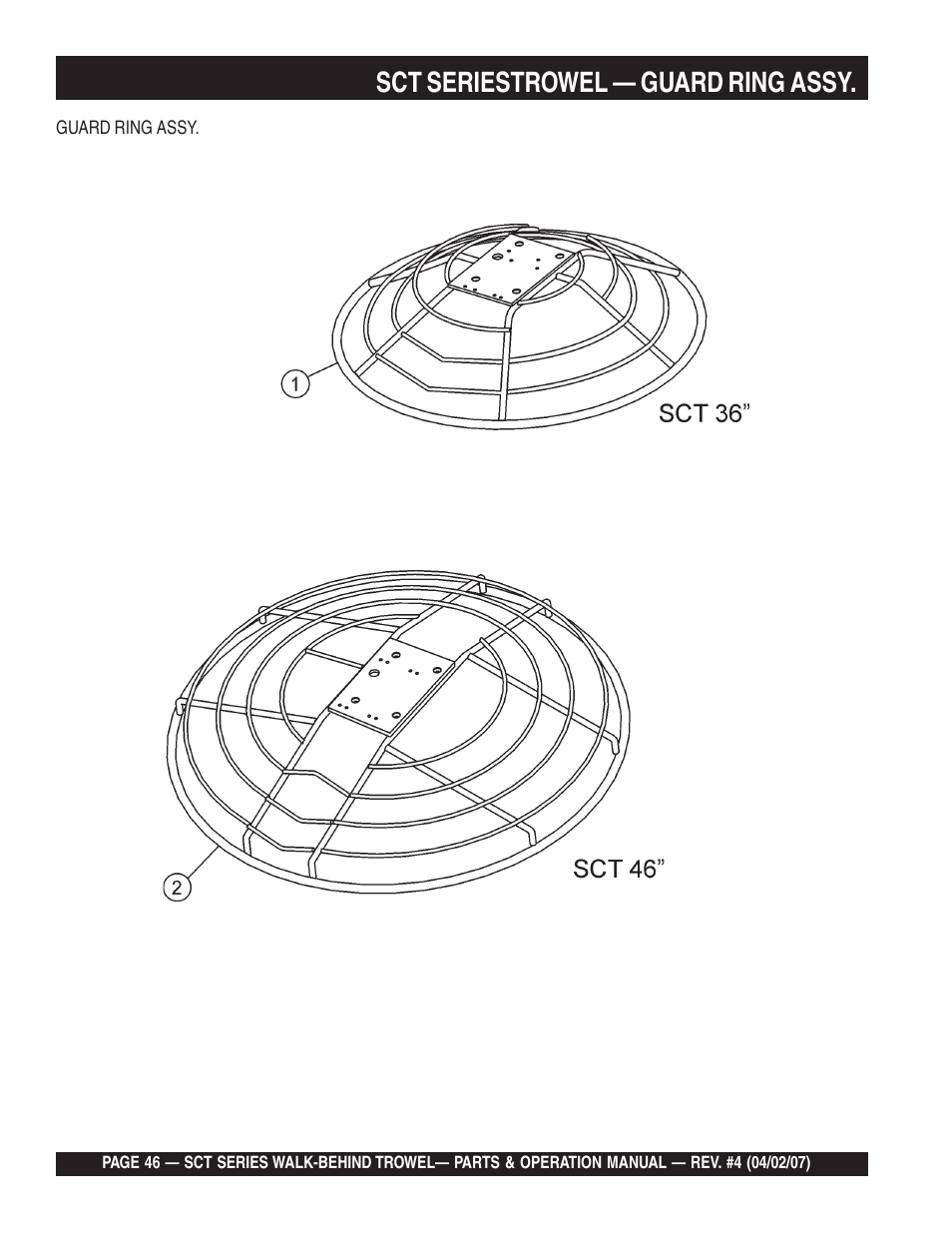 Sct seriestrowel — guard ring assy | Multiquip SCT46 User Manual | Page 46 / 154