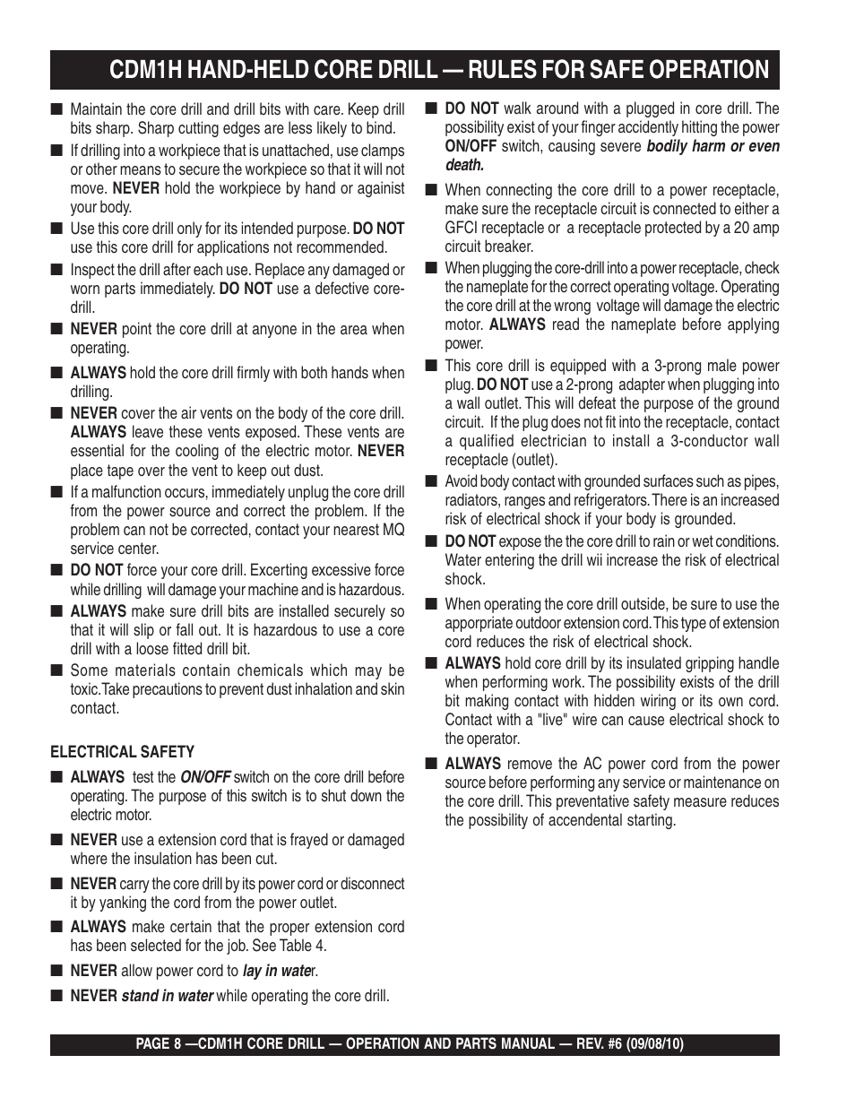 Multiquip CDM1H User Manual | Page 8 / 32