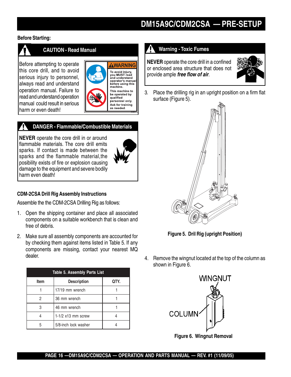 Dm15a9c/cdm2csa — pre-setup | Multiquip CDM2CSA User Manual | Page 16 / 42