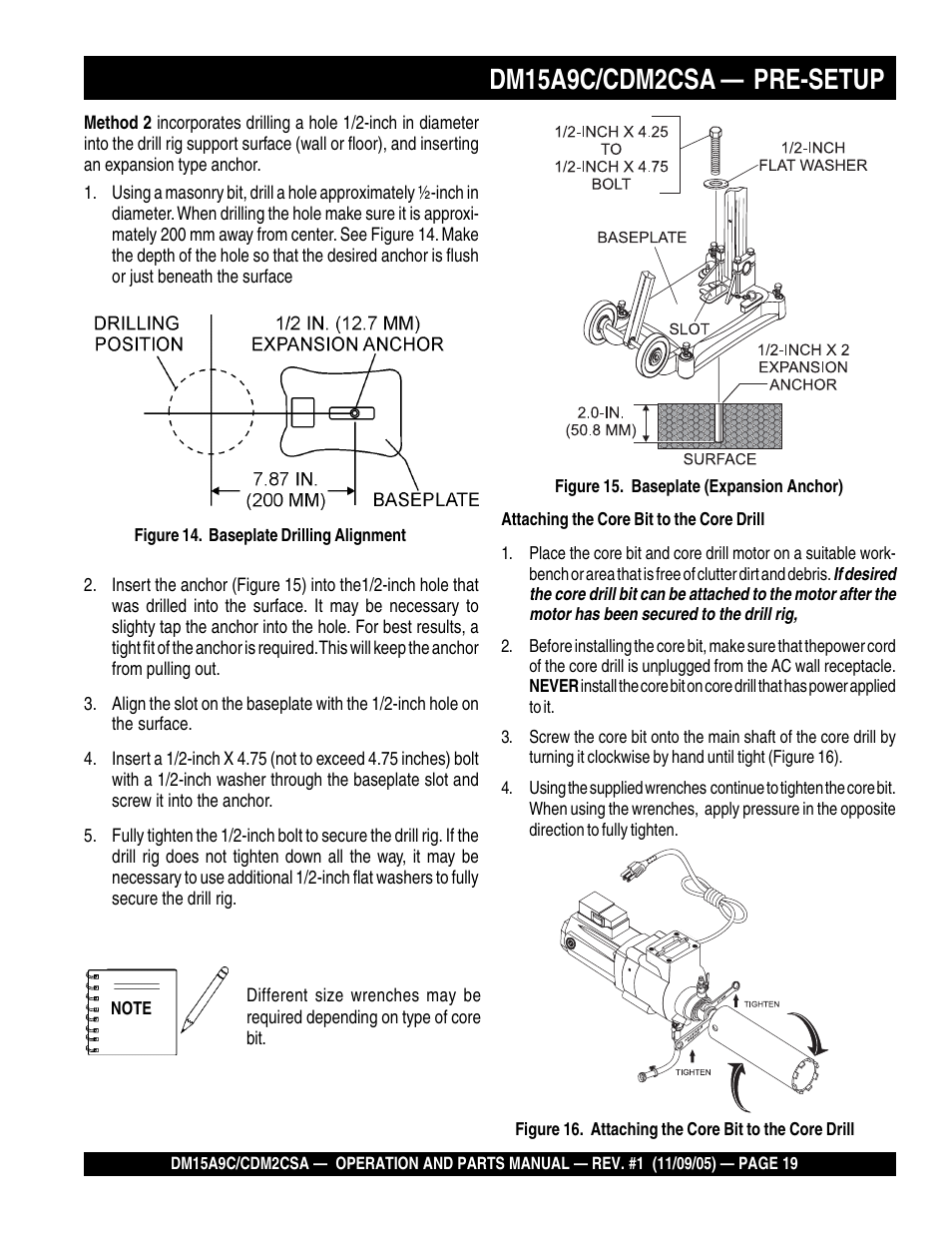 Dm15a9c/cdm2csa — pre-setup | Multiquip CDM2CSA User Manual | Page 19 / 42