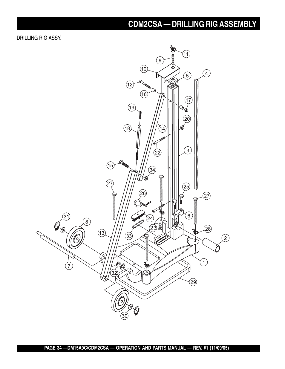 Cdm2csa — drilling rig assembly | Multiquip CDM2CSA User Manual | Page 34 / 42