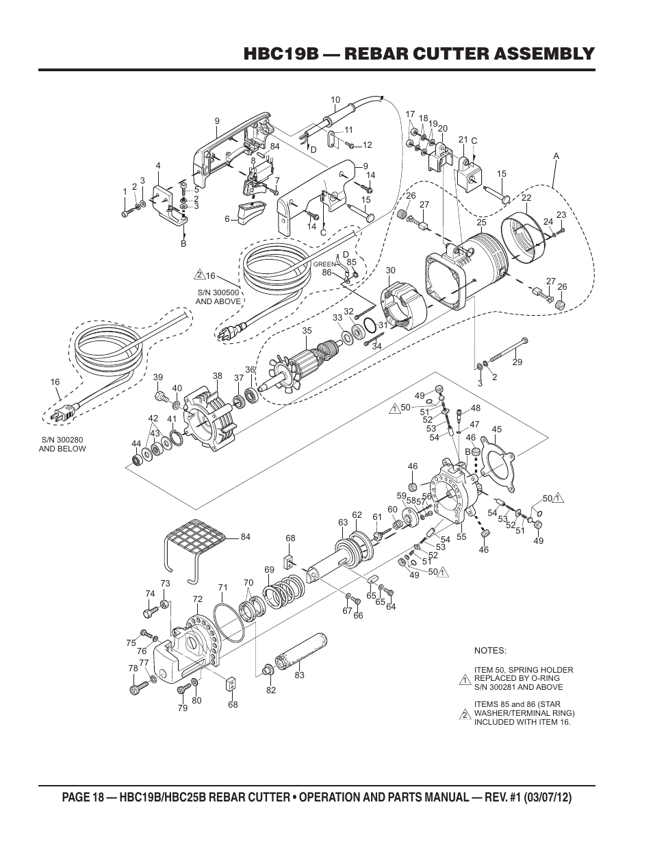 Hbc19b — rebar cutter assembly | Multiquip HBC25B User Manual | Page 18 / 30