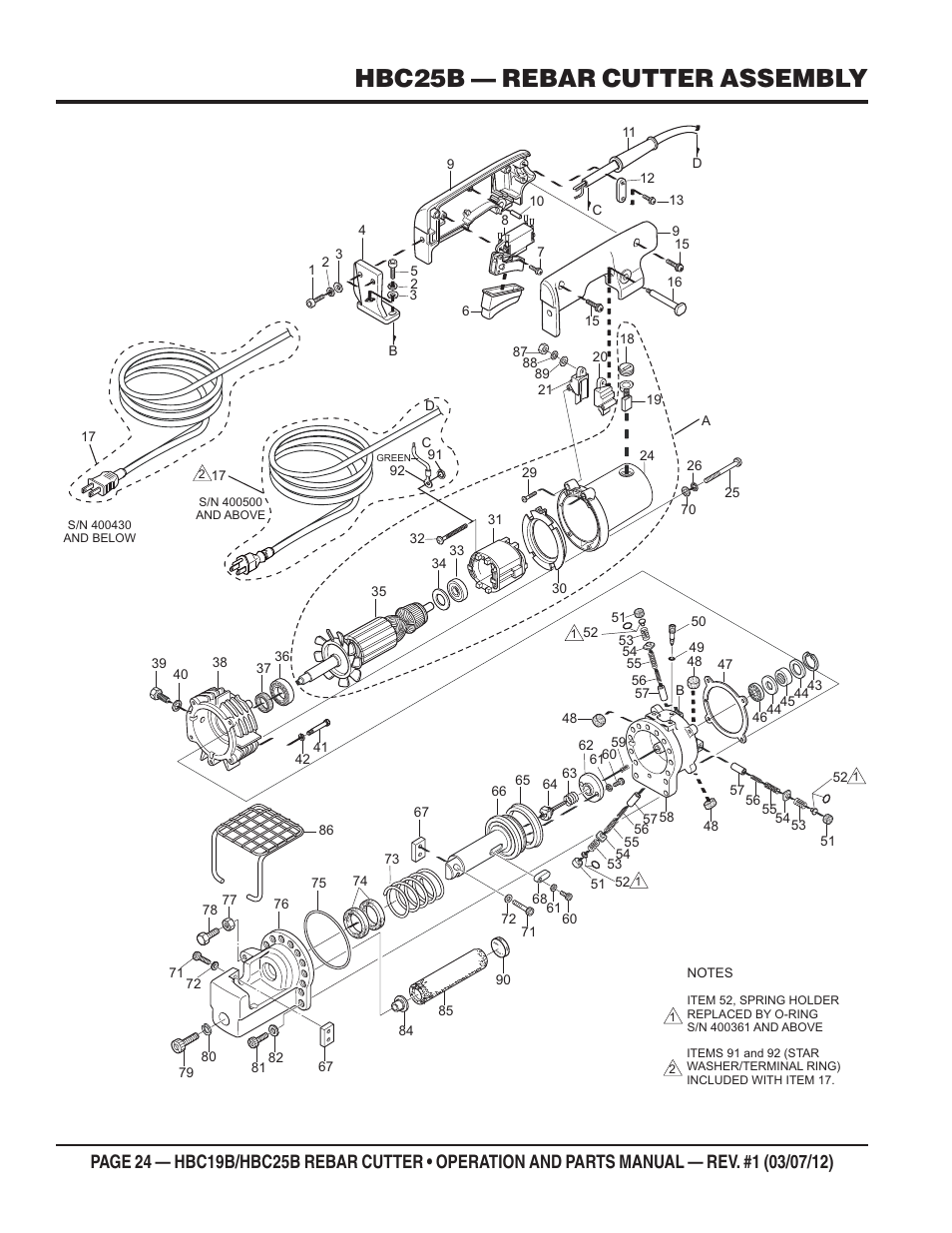 Hbc25b — rebar cutter assembly | Multiquip HBC25B User Manual | Page 24 / 30