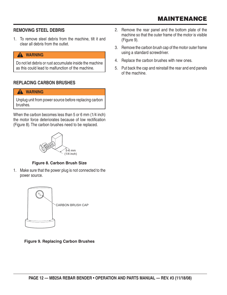 Maintenance | Multiquip MB25A User Manual | Page 12 / 32