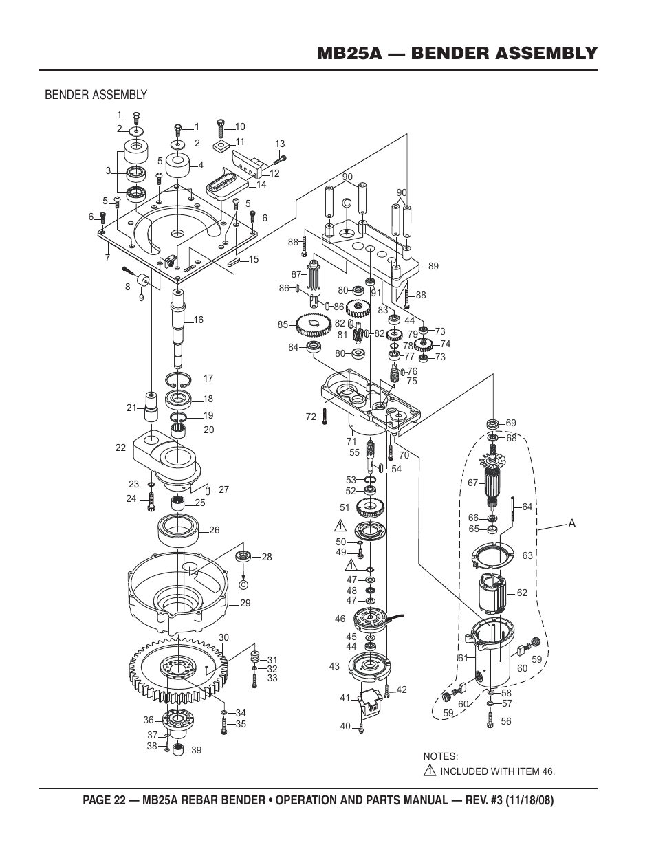 Mb25a — bender assembly | Multiquip MB25A User Manual | Page 22 / 32