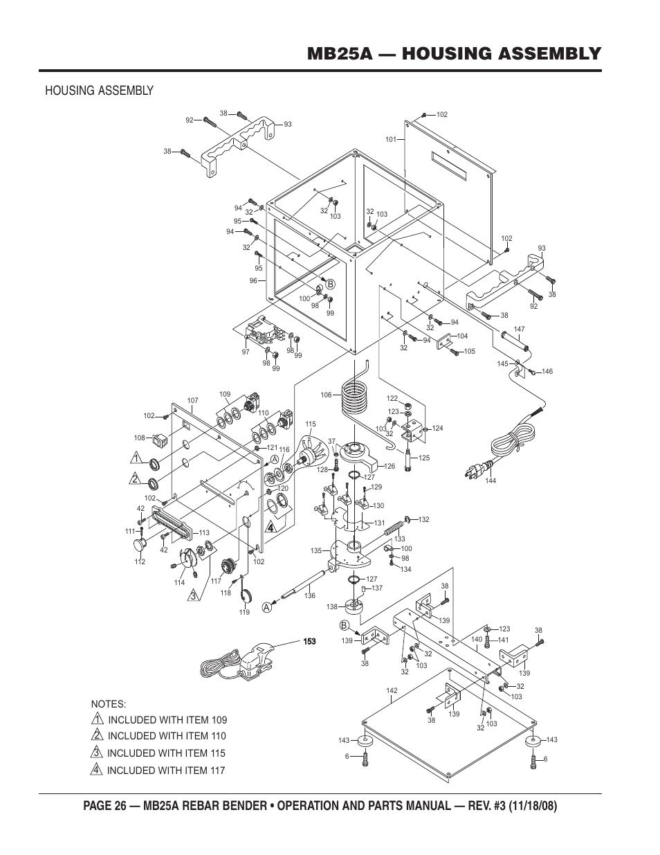 Mb25a — housing assembly, Housing assembly | Multiquip MB25A User Manual | Page 26 / 32