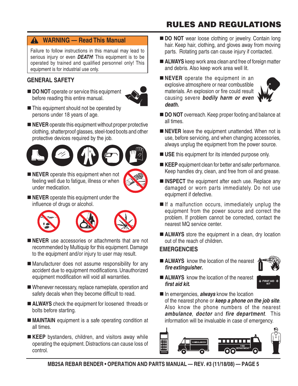 Rules and regulations | Multiquip MB25A User Manual | Page 5 / 32