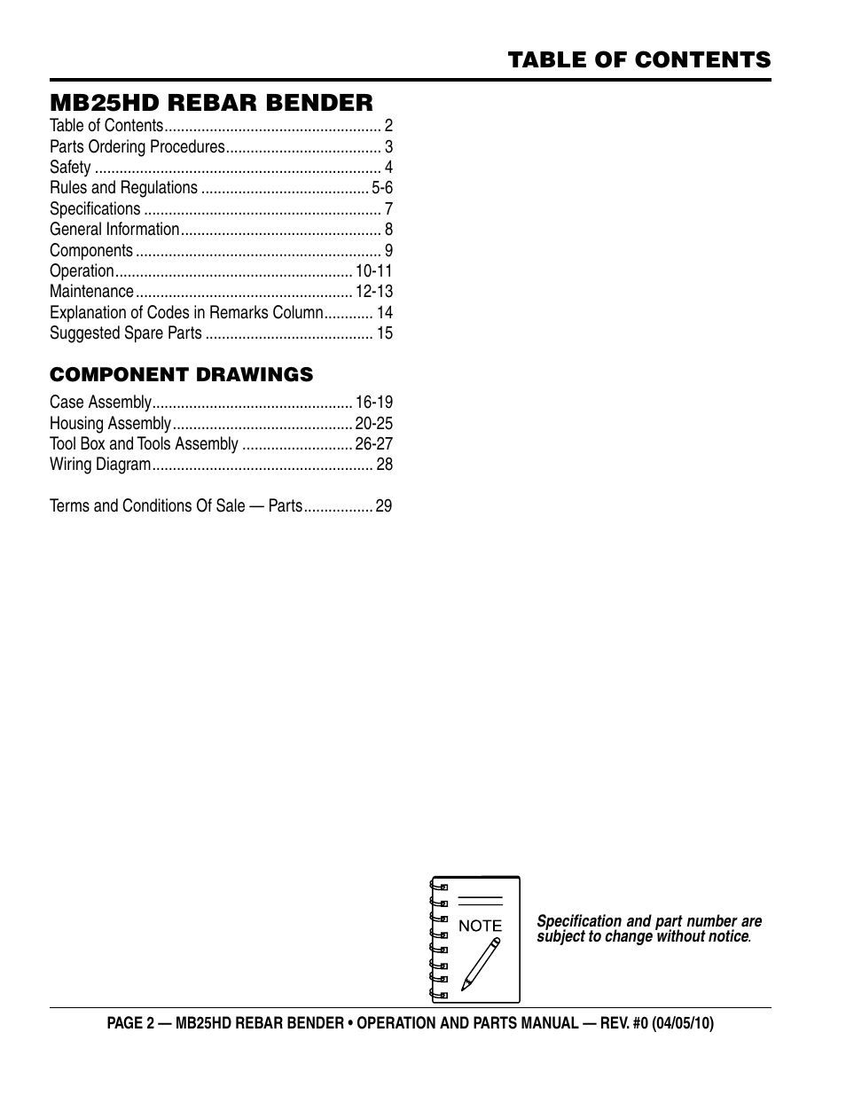 Multiquip MB25HD User Manual | Page 2 / 30