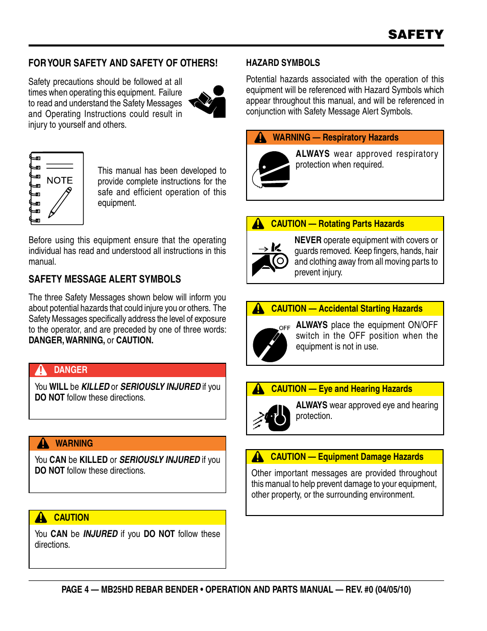 Safety | Multiquip MB25HD User Manual | Page 4 / 30