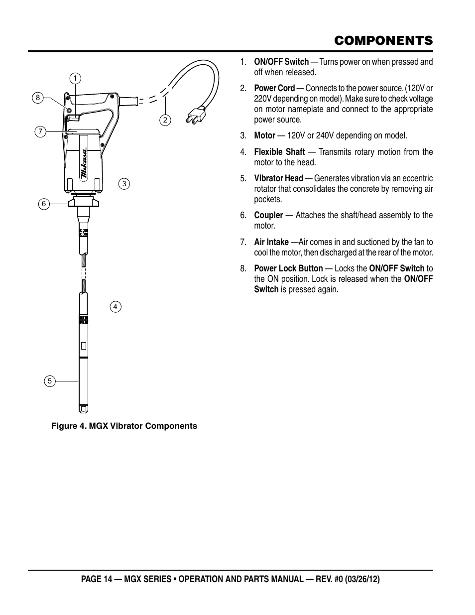 Components | Multiquip MGX-Series User Manual | Page 14 / 30