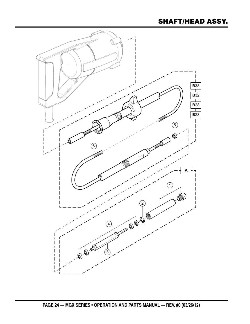 Shaft/head assy | Multiquip MGX-Series User Manual | Page 24 / 30