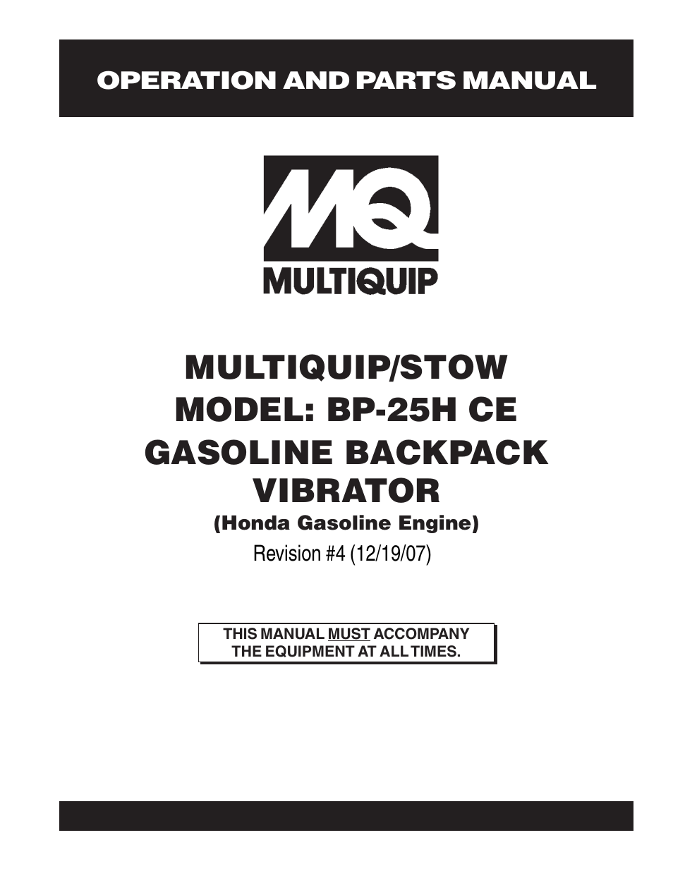 Multiquip BP25H_CE User Manual | 68 pages