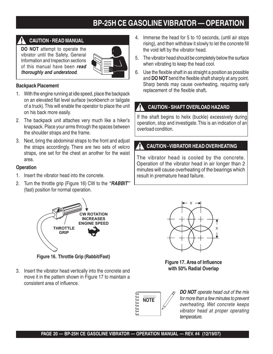 Bp-25h ce gasoline vibrator — operation | Multiquip BP25H_CE User Manual | Page 20 / 68