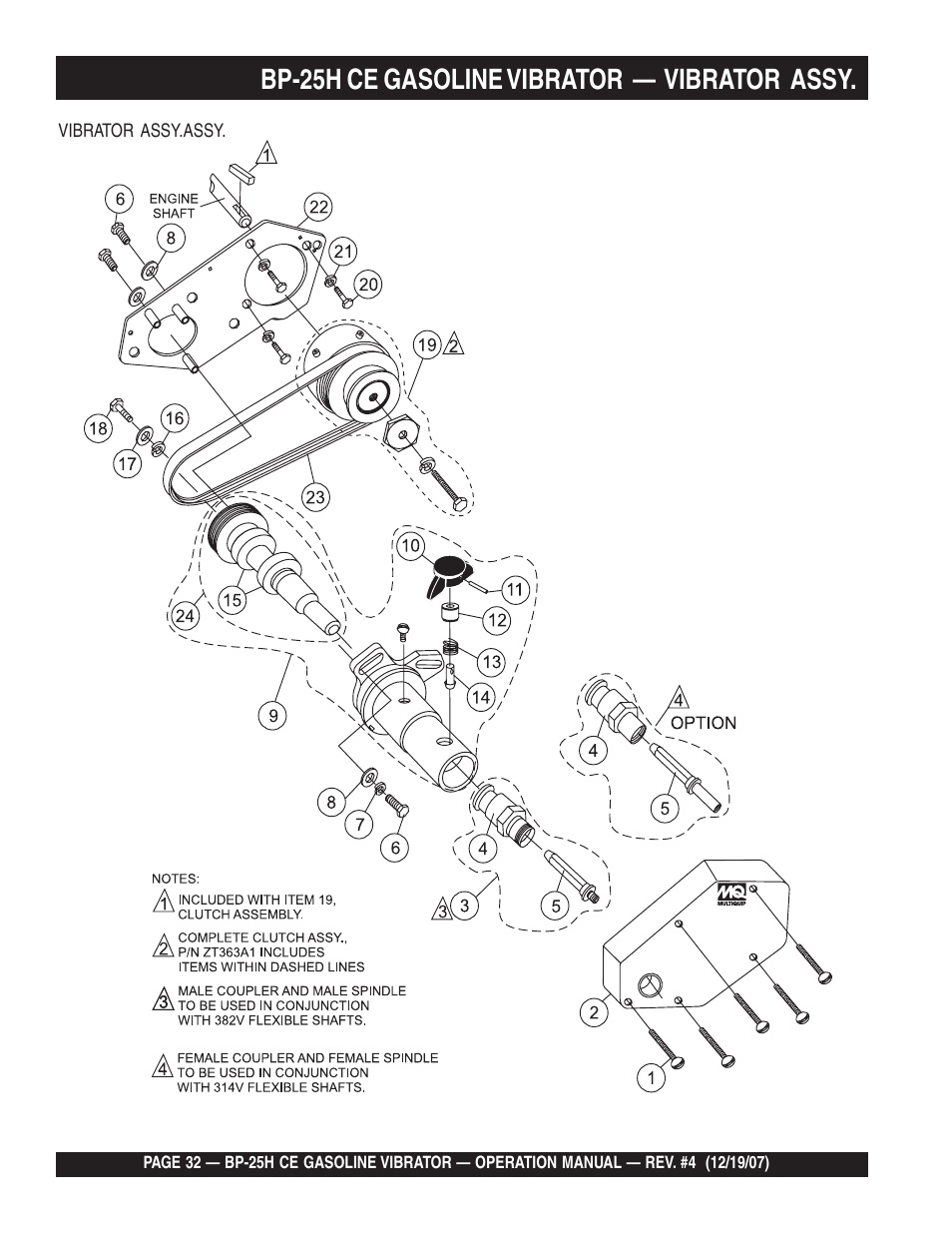 Bp-25h ce gasoline vibrator — vibrator assy | Multiquip BP25H_CE User Manual | Page 32 / 68