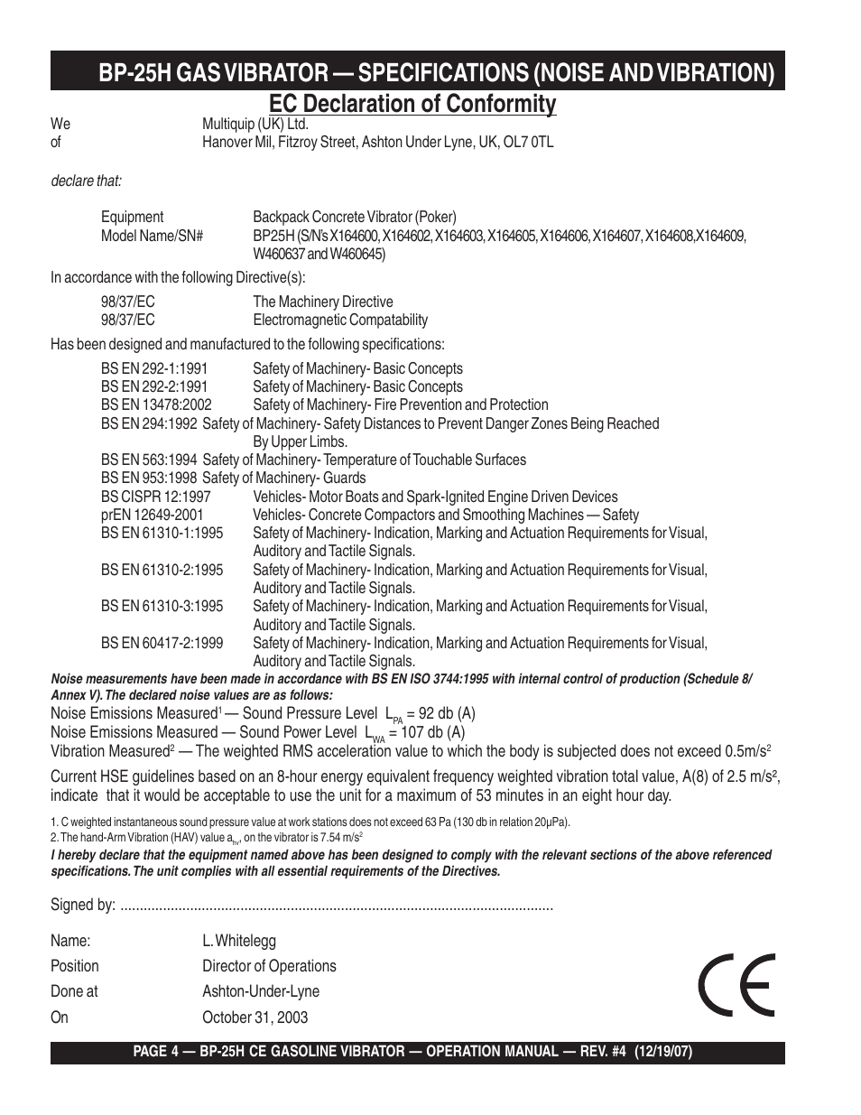 Multiquip BP25H_CE User Manual | Page 4 / 68