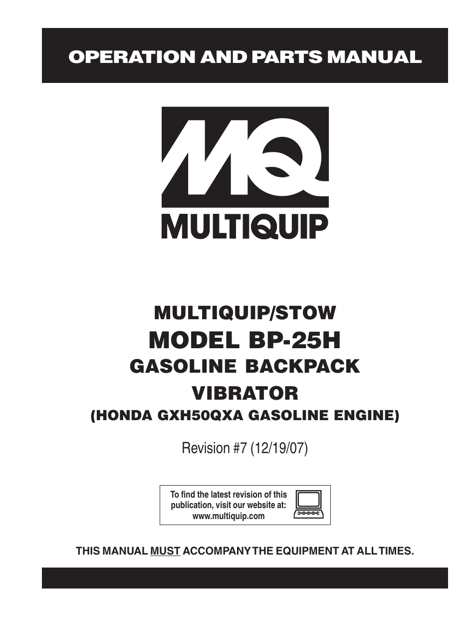 Multiquip BP25H User Manual | 70 pages