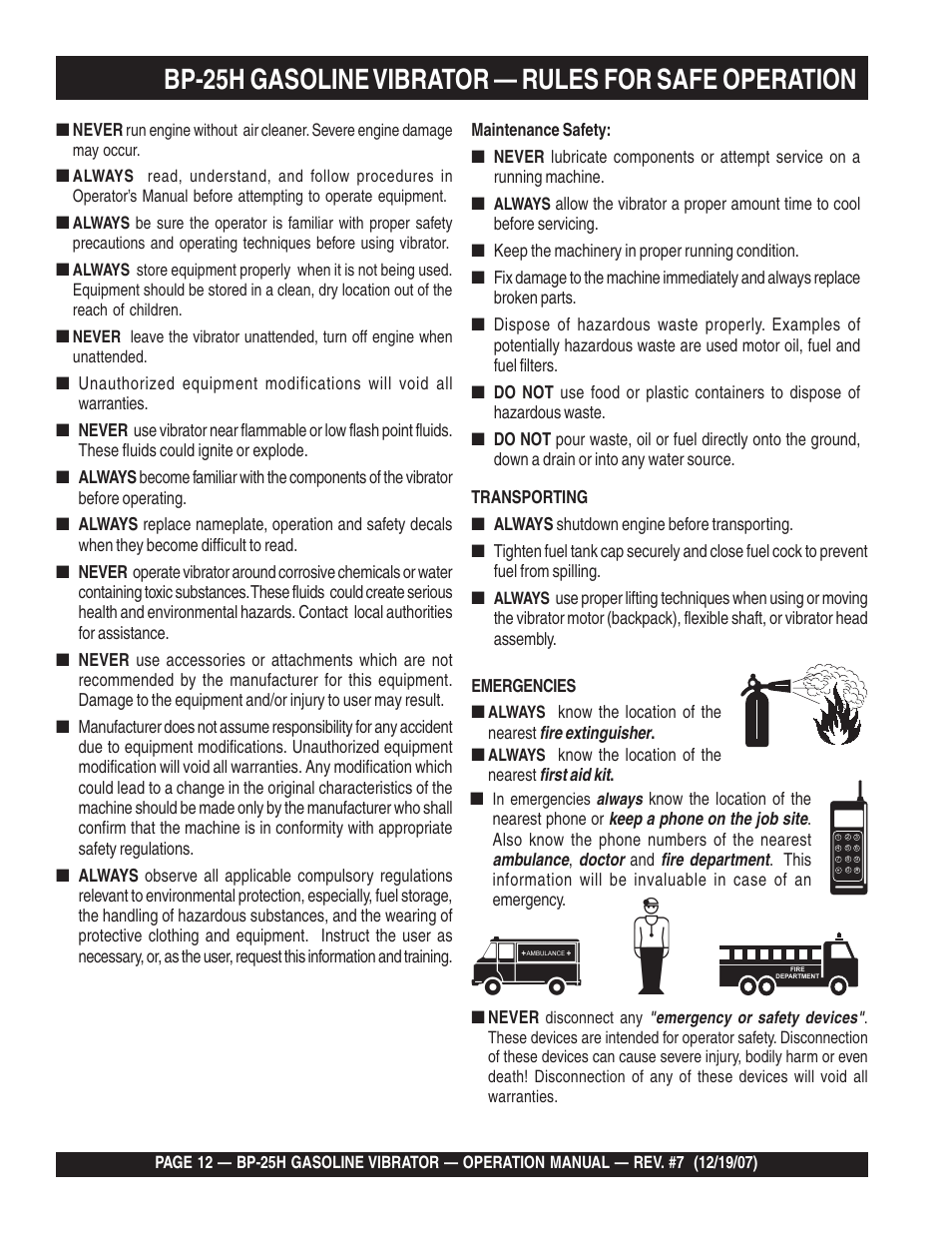 Multiquip BP25H User Manual | Page 12 / 70