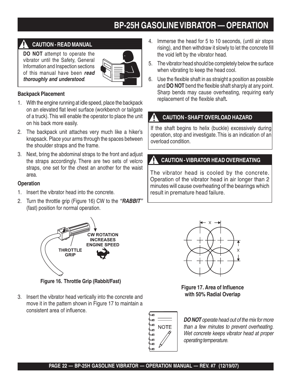 Bp-25h gasoline vibrator — operation | Multiquip BP25H User Manual | Page 22 / 70