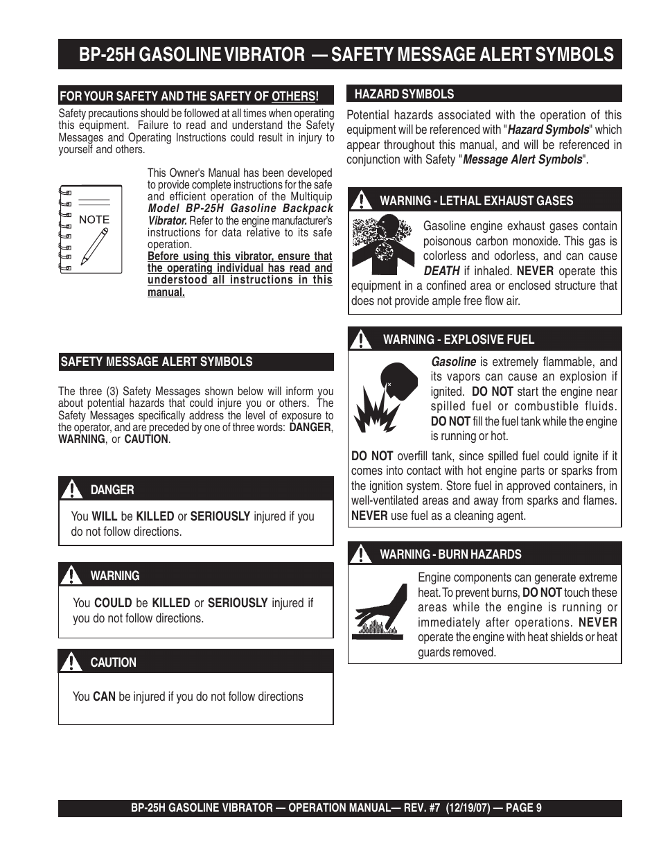 Multiquip BP25H User Manual | Page 9 / 70