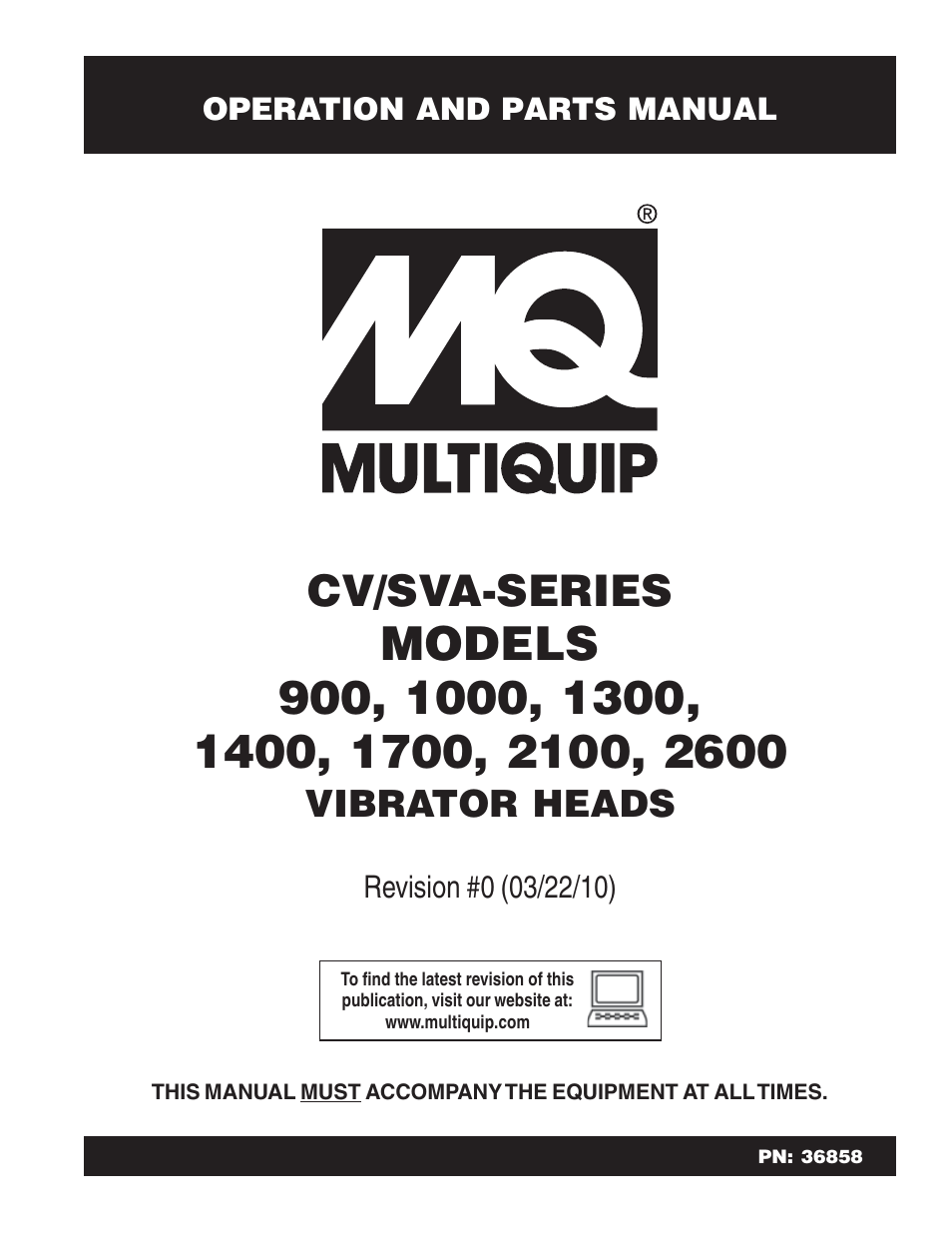 Multiquip CV-SERIES (900, 1000, 1300, 1400, 1700, 2100, 2600) User Manual | 20 pages