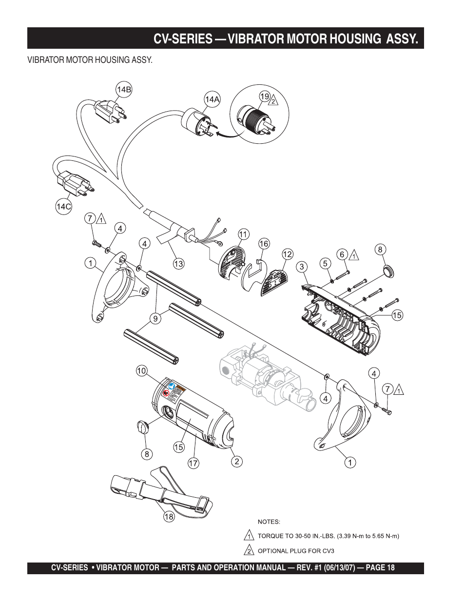 Cv-series — vibrator motor housing assy | Multiquip CV-3E User Manual | Page 18 / 24