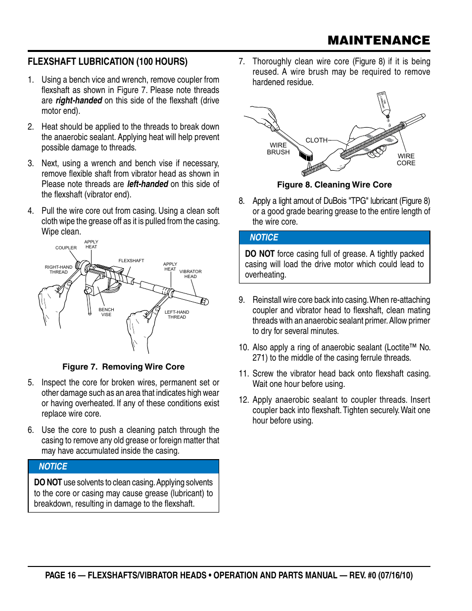 Maintenance, Flexshaft lubrication (100 hours) | Multiquip 900HD~2600HD User Manual | Page 16 / 34