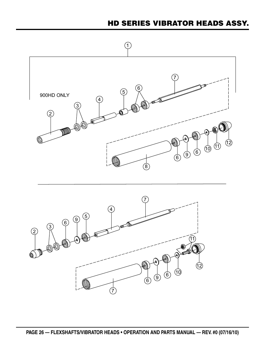 Hd series vibrator heads assy | Multiquip 900HD~2600HD User Manual | Page 26 / 34