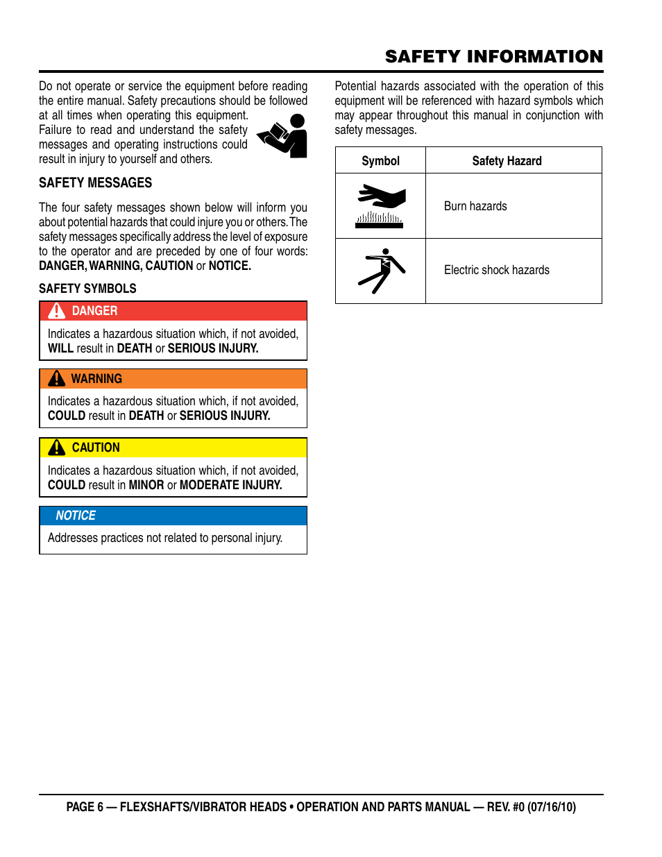 Safety information | Multiquip 900HD~2600HD User Manual | Page 6 / 34