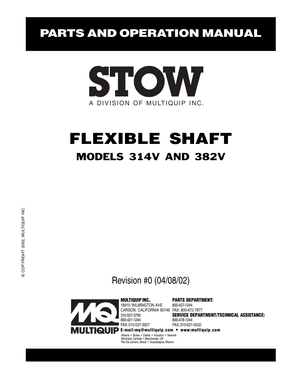 Multiquip 382V User Manual | 10 pages