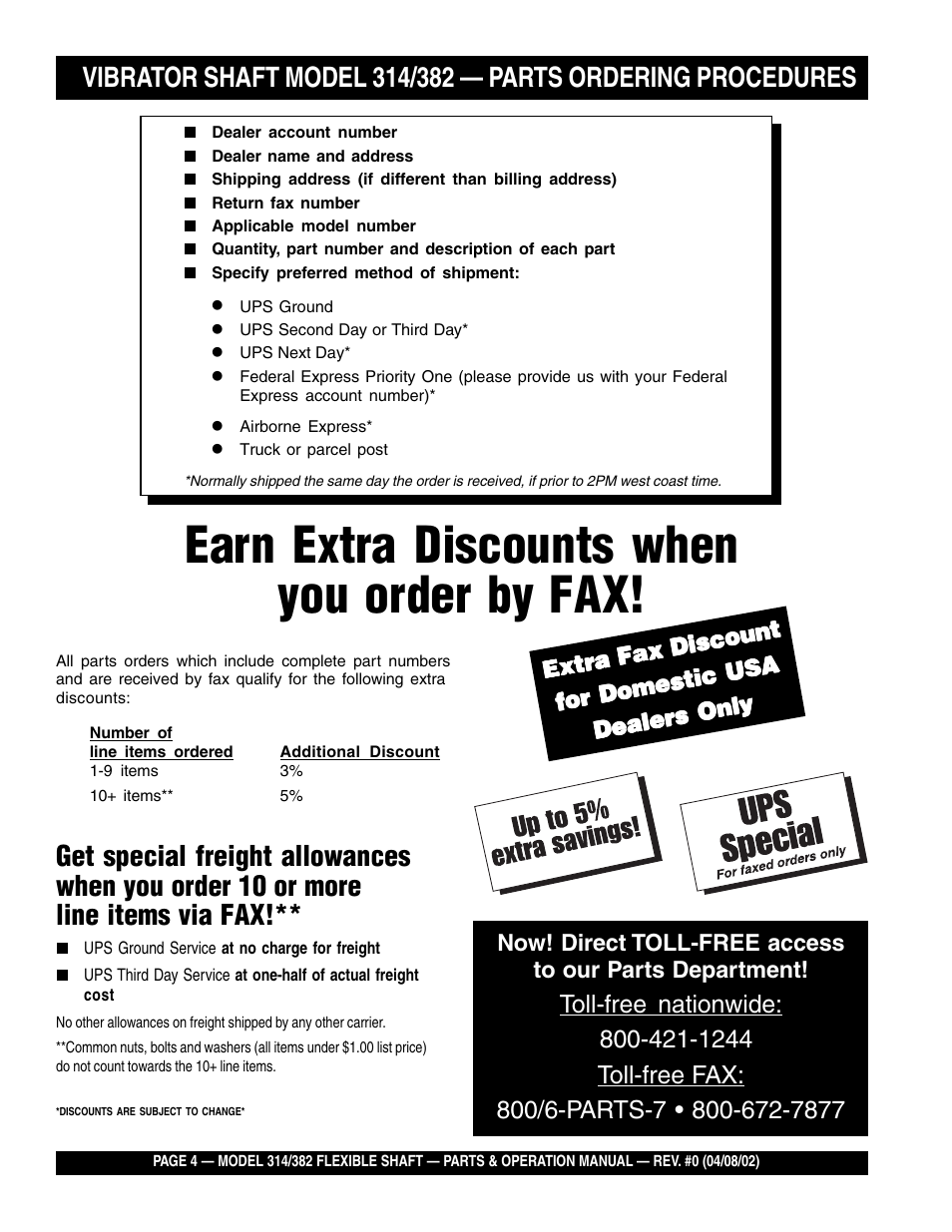 Earn extra discounts when you order by fax | Multiquip 382V User Manual | Page 4 / 10