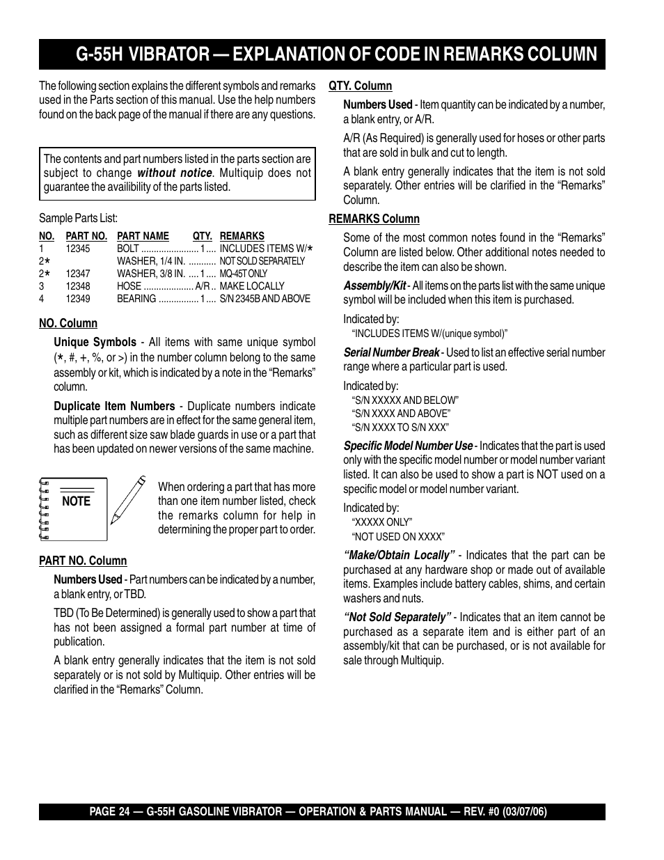 Multiquip G55H User Manual | Page 24 / 68