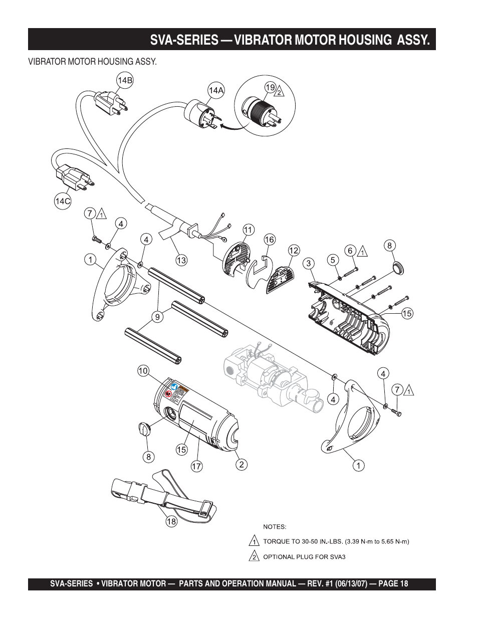 Sva-series — vibrator motor housing assy | Multiquip SVA-3e User Manual | Page 18 / 24