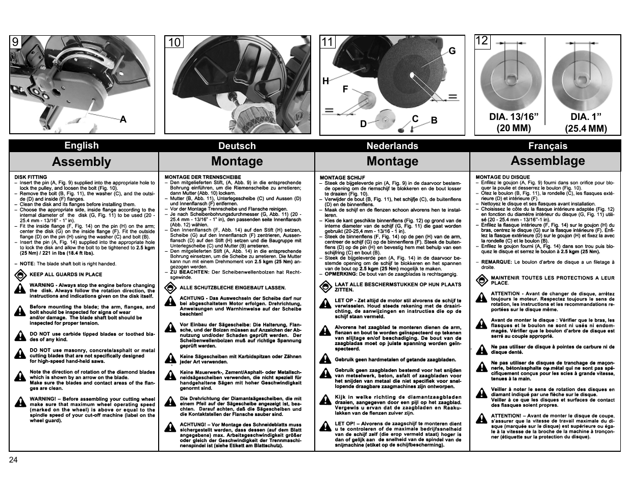 Assembly montage, Montage, Assemblage | Multiquip HS81 User Manual | Page 24 / 42